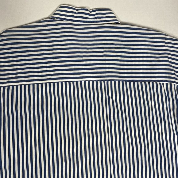 VTG 80s 90s Shore Club Blue Stripe Beach Short Sleeve Button Down Shirt Men L ?? - Picture 7 of 8